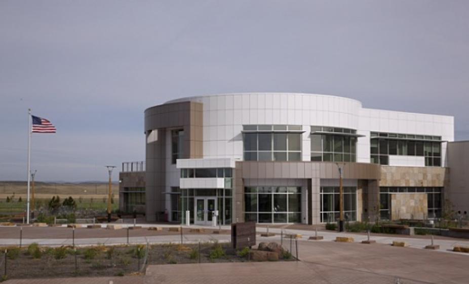 The NWSC building seen as a landmark on the Cheyenne skyline