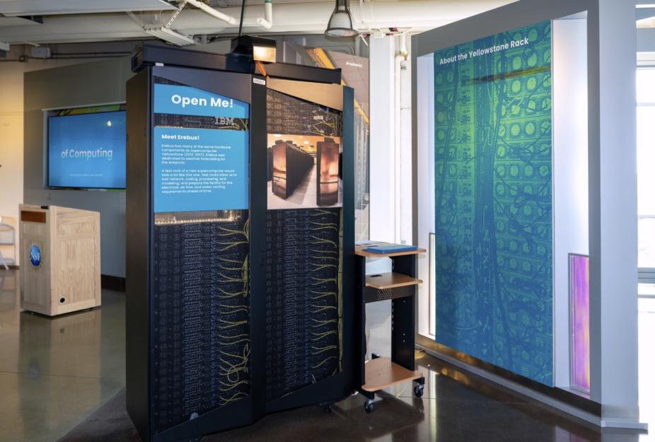 Interactive exhibits inside the NWSC Visitor Center